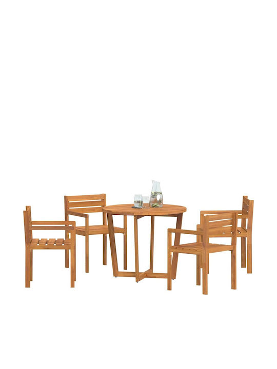 Garden & Outdoor Furniture Sets Dining Room Set 5 Pieces Acacia