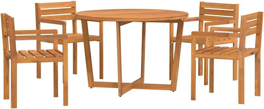 Garden & Outdoor Furniture Sets Dining Room Set 5 Pieces Acacia