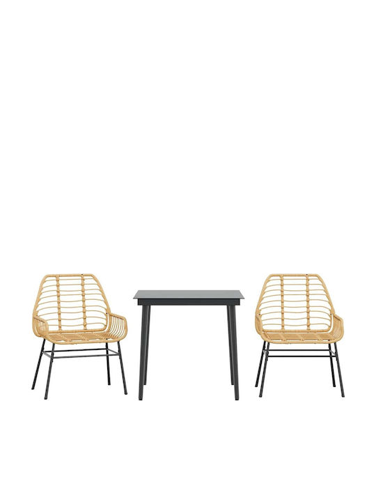 Garten- und Outdoor-Möbelsets Typsatz Speisesaal 3 Stück Schwarz mit Kissen