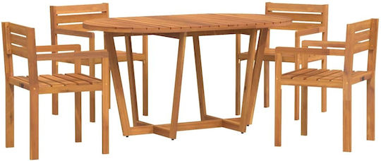 Garden & Outdoor Furniture Sets Dining Room Set 5 Pieces Acacia