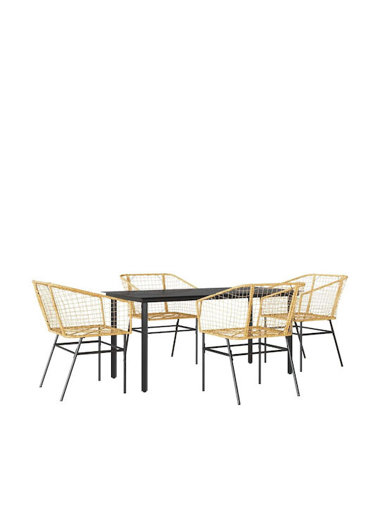 Garden & Outdoor Furniture Sets Dining Room Set 5 Pieces Black