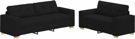 Living Room Set 2 Pieces Black with Pillows Living Room Set 2 Pieces Black with Pillows