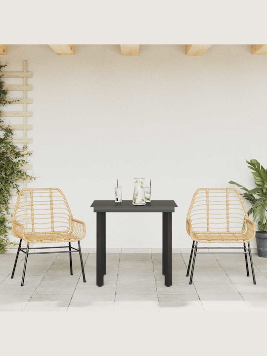 Set Sala De Mese Pentru Exterior 3 Piese Negru Cu Perne