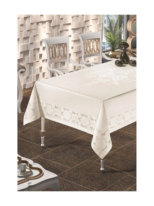 SteweHome SteweHome Beiges Tischtuch Mit Spitze 160x220cm
