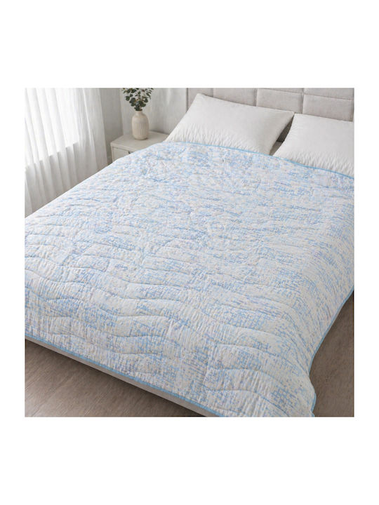 Kotonia Home Pătură Dublă cu Umplere Microfibra 200x230 cm Albastru Deschis 150 GSM