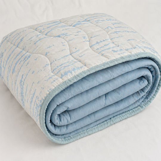 Kotonia Home Pătură Dublă cu Umplere Microfibra 200x230 cm Albastru Deschis 150 GSM