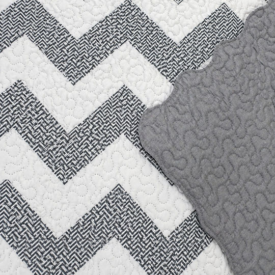 Kotonia Home Coverlet Double Microfiber White And Gray 180x230cm
