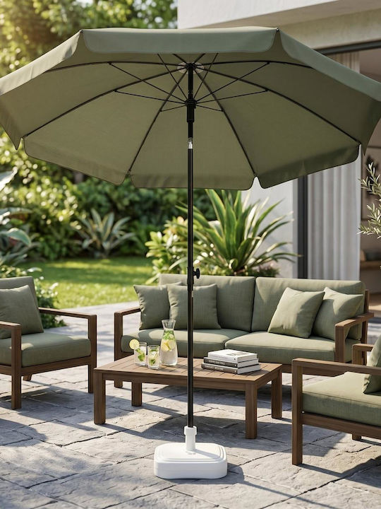 Floor Circular Metal Green Parasol with Base 1.85m