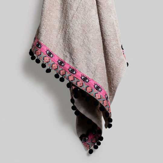 White Fabric Eye Patchwork Βαμβακερή Μπεζ 80x160εκ.