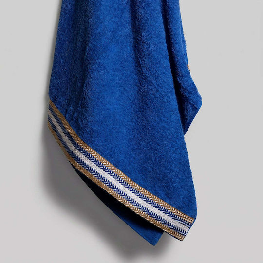White Fabric Cotton Blue Beach Towel 80x160cm