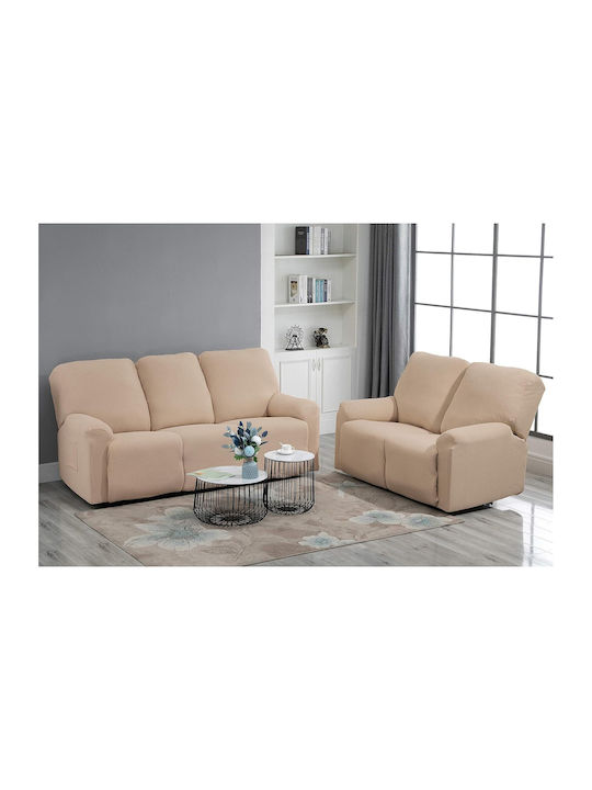 Elastic Cover Two Seater Sofa Sand