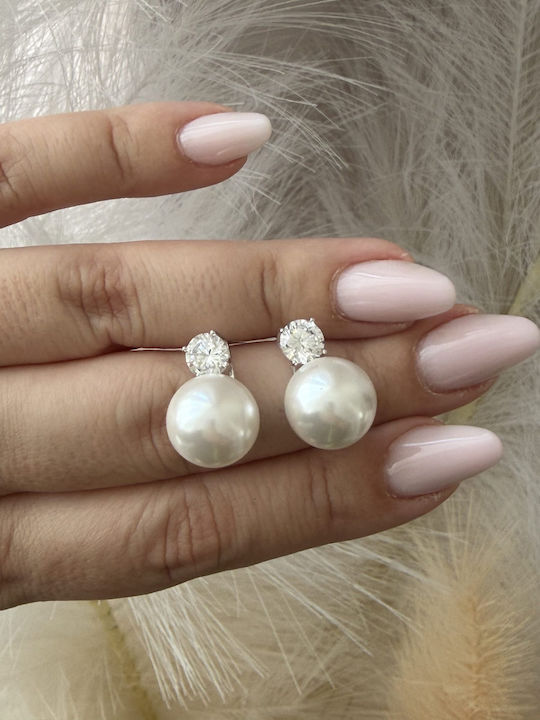 Silver Earrings with Stones & Pearls