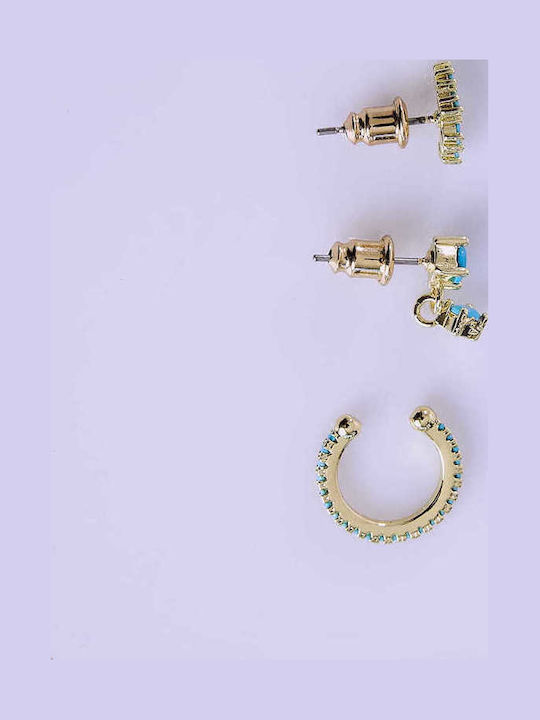 Celestino Set of 3 Women's Gold Plated Earrings
