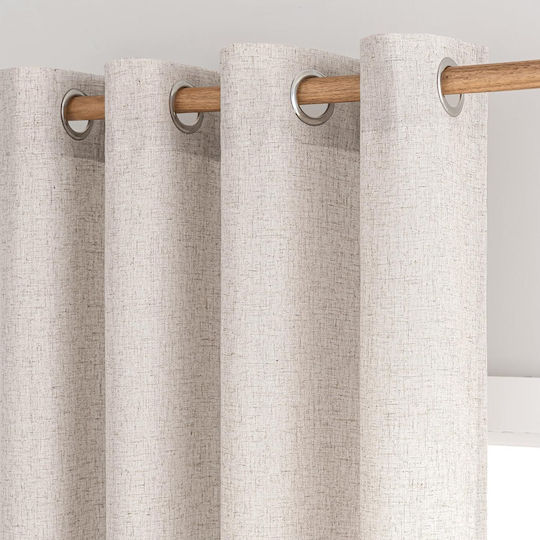 Miulee Set Window Curtains With Grommets White 140x260cm