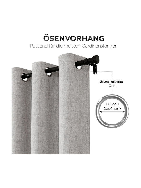 Joydeco Set of Blackout Curtains with Gray Grommets 132x210cm