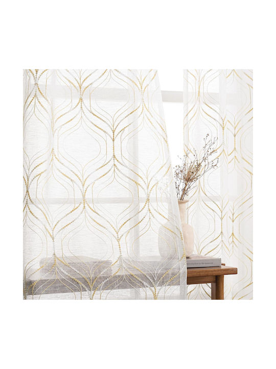Miulee Σετ Κουρτίνες με Τρουκς White 140x225εκ.