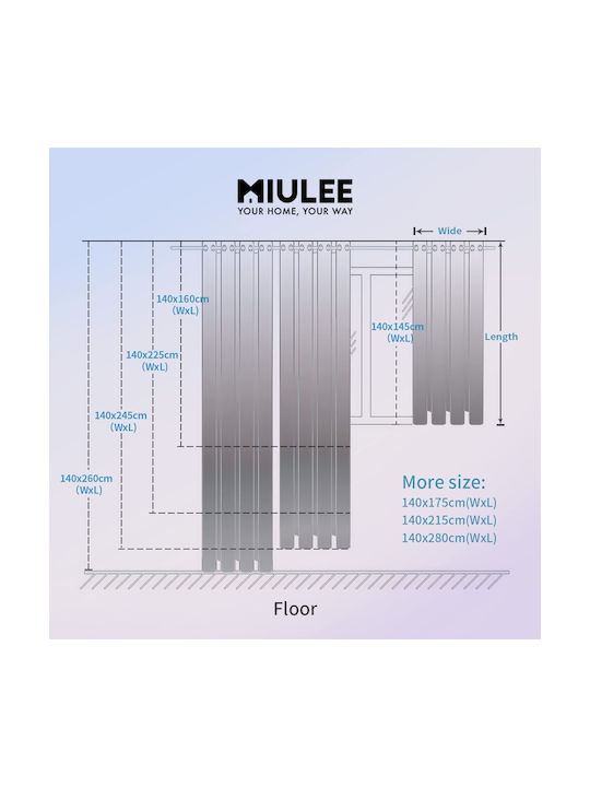 Miulee Set Perdele Cu Capse Roz 140x260 cm