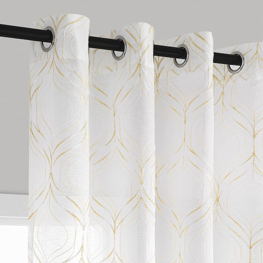 Miulee Комплект Пердета И Завеси С Копчета Бели 140x225см