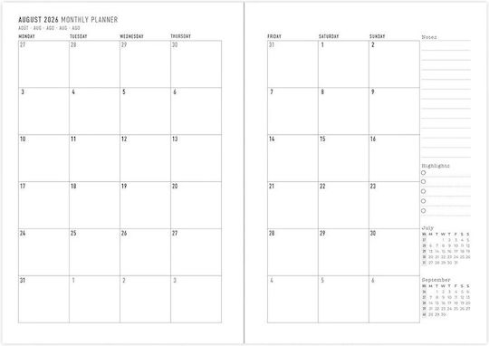 Academic Diary Spiral Letts Spring Valley 2026-2027 18 Months Weekly 2 Pages A6 Multilanguage Green 27-031803