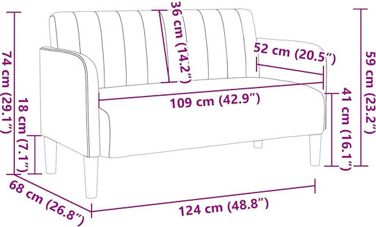 Doppelsitzer Samt Rosa 124x68x74cm