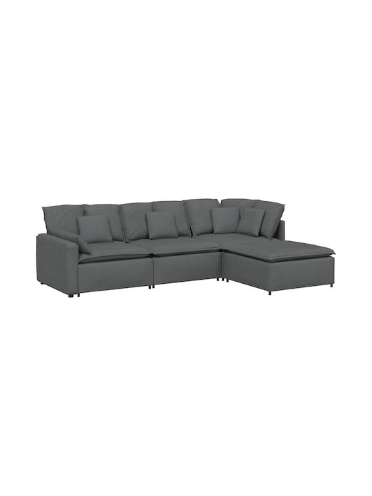 Corner Couch with Right Corner Dark Gray 312x205x64 cm