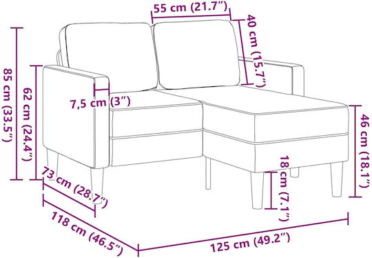 Ecksofa Künstliches Leder Grün 125x118x85cm