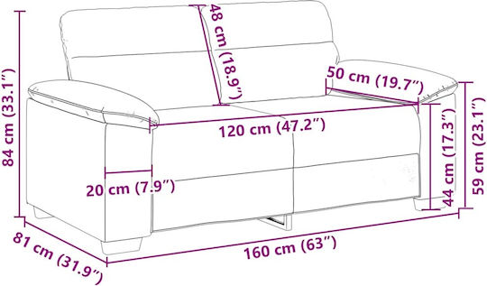 Canapea Cu Două Locuri Din Piele Ecologică Albă 160x81x84cm