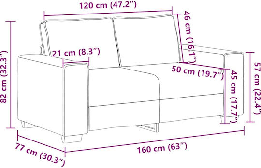 Doppelsitzer Sofa Schwarz 160x77x82cm