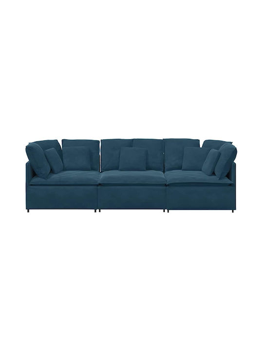 Vier Sitzer Samt Blau 300x100x64cm