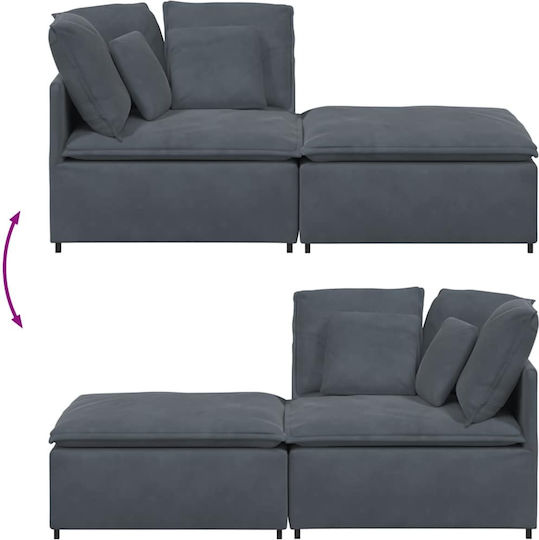 Doppelsitzer Samt Sofa Dunkelgrau 200x100x64cm