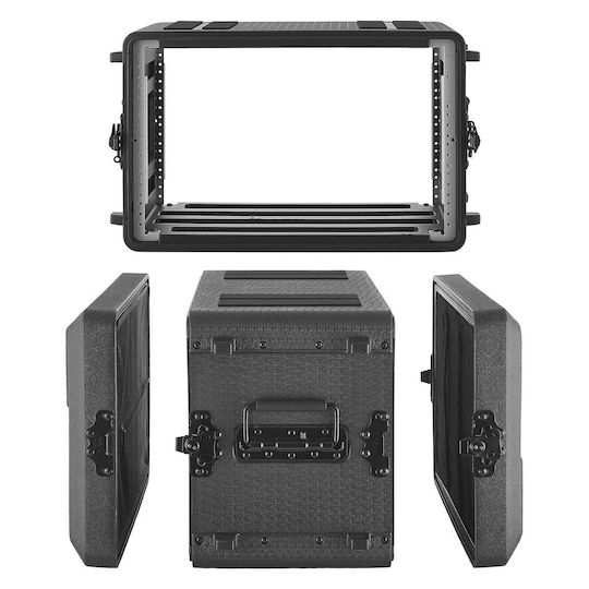 Vevor 6u Shelf Case Depth 260 Mm Flight Case Rackmount Shallow Shelf Microphone Cases Polyethylene Construction Recesses Rotating Locks Easy Installation Audio Amplifier Mixer Dj