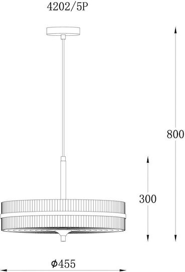 Agora Lighting Adjustable Black Pendant Ceiling Light with E27 Socket 45cm