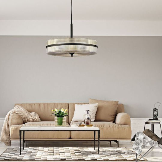 Agora Lighting Adjustable Black Pendant Ceiling Light with E27 Socket 45cm