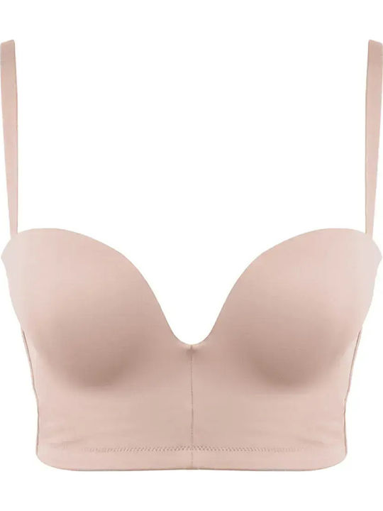 Ultimate Backless Μπεζ Σουτιέν Push Up