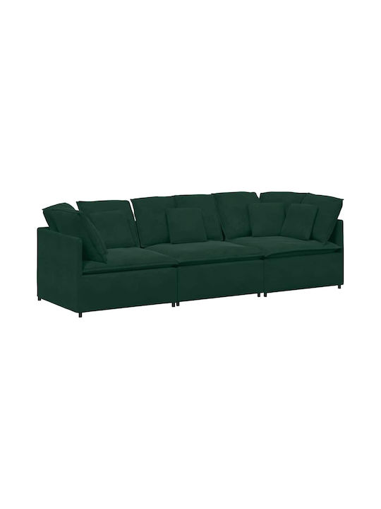 Vier Sitzer Samt Sofa Dunkelgrün 300x100x64cm