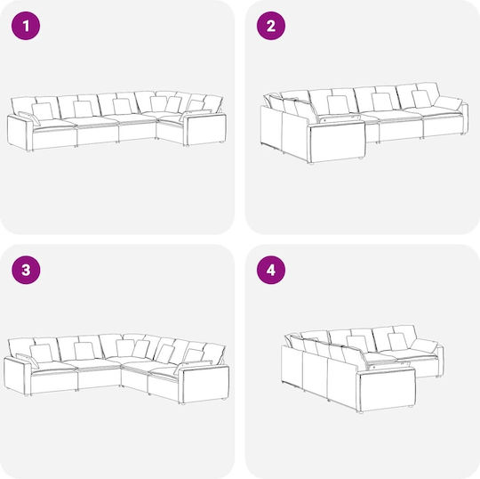 Ecksofa Samt Dunkelgrün 417x217x64cm