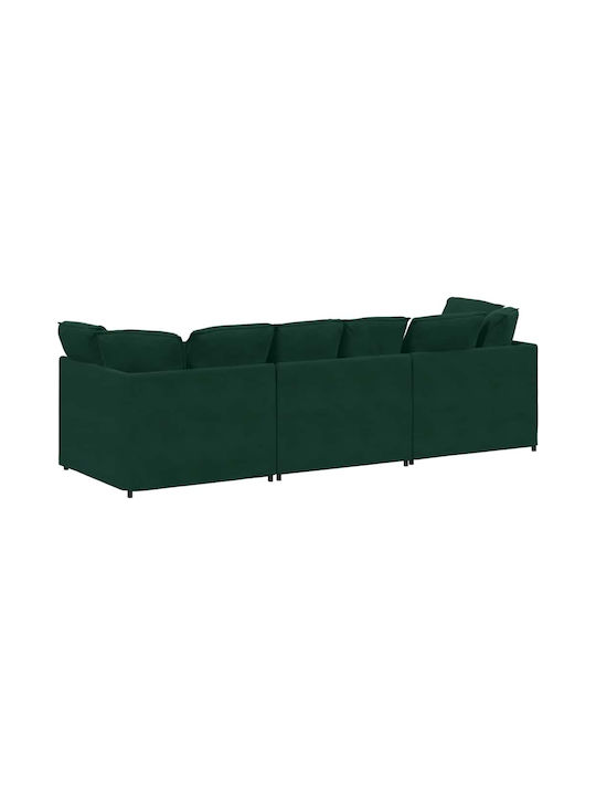 Vier Sitzer Samt Sofa Dunkelgrün 300x100x64cm