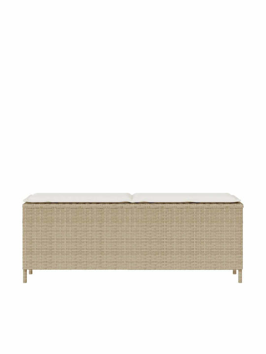 Outdoor Rattan Bench with Cushions 110x30x40.5cm
