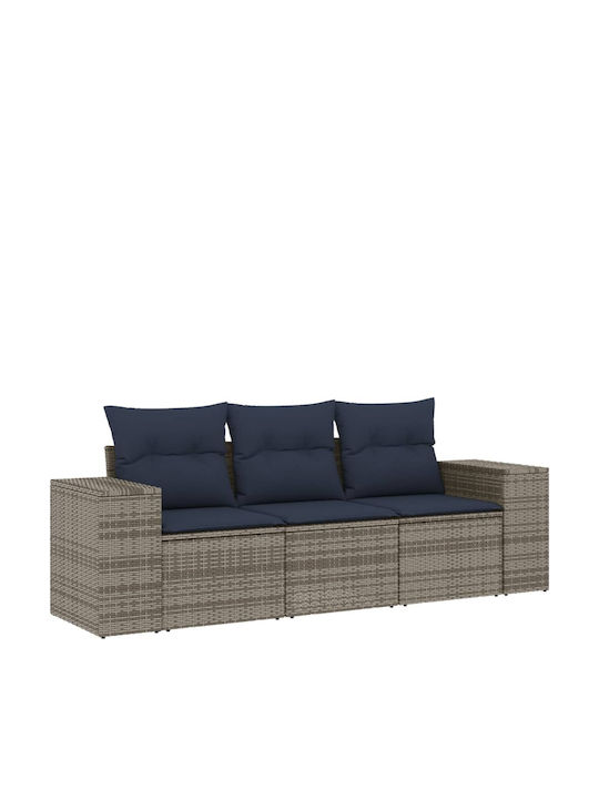Three-Seater Outdoor Rattan Sofa with Cushions 55x62x69cm