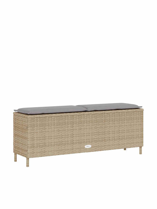 Outdoor Rattan Bench with Cushions 110x30x40.5cm