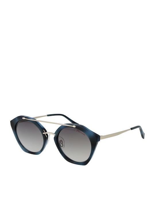 Ana Hickmann Women's Sunglasses with Blue Frame and Gray Gradient Lens HI9087 H01