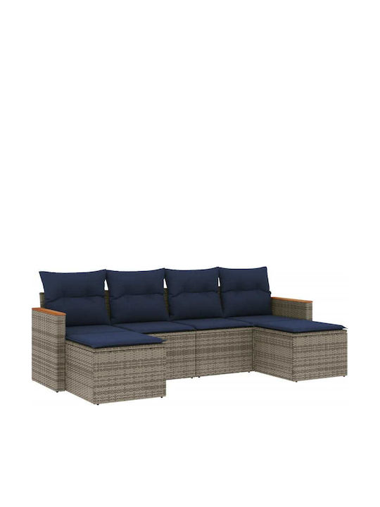 Outdoor Rattan Bench With Cushions 55x62x69cm