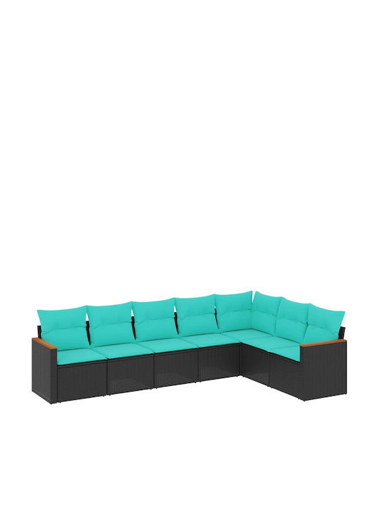 Outdoor Corner Sofa Rattan with Cushions 62x62x69cm