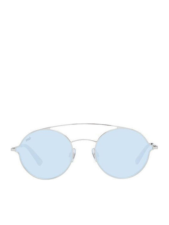 Web Unisex Sunglasses with Gold Metallic Frame and Light Blue Lens WE0220 32X