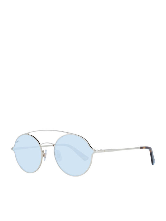 Web Unisex Sunglasses with Gold Metallic Frame and Light Blue Lens WE0220 32X