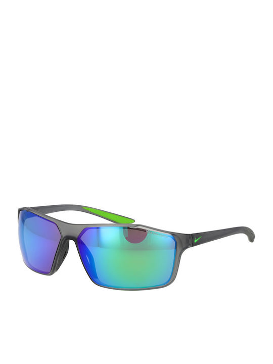 Nike Men's Sunglasses with Gray Plastic Frame and Turquoise Mirror Lens CW4672-022