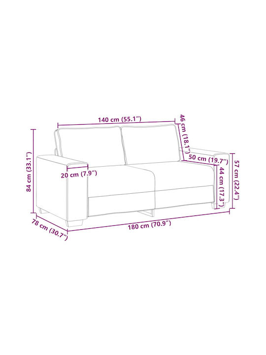 Two-Seater Velvet Pink Couch 180x78x84 cm