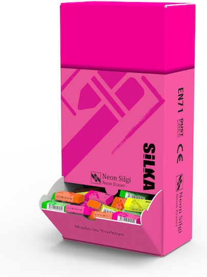 Silka Display Erasers Pencil 44x22x13.5mm 240pcs/display Silka Neon Assorted