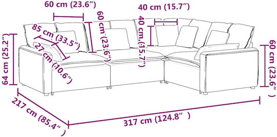 Ecksofa Samt Dunkelgrün 317x217x64cm
