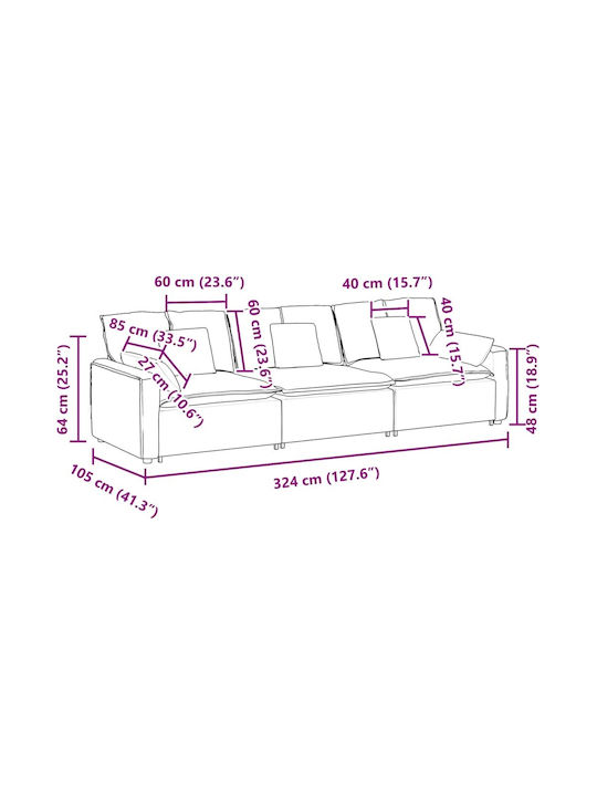 Canapea Patru Locuri Gri 324x105x64cm